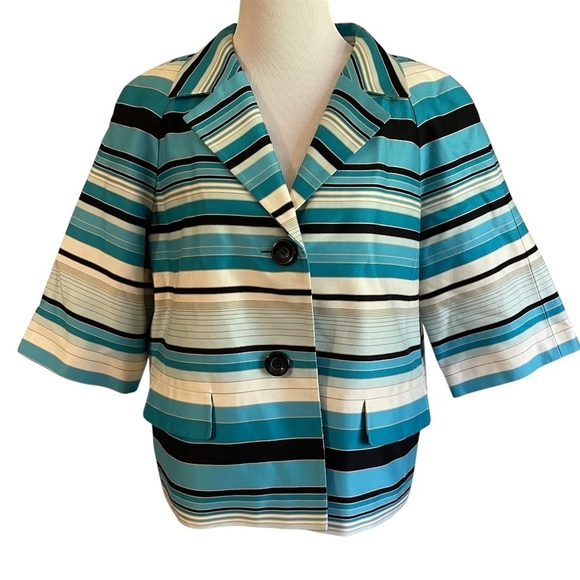 Turquoise/White Striped Talbots Blazer - Picture 1 of 5